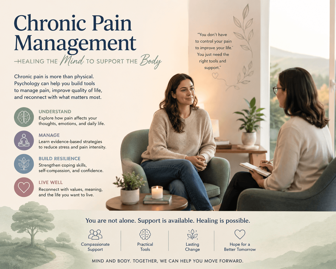 Client session with psychologist looking at chronic pain